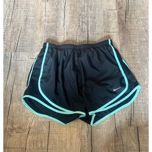 Nike Women’s Running Shorts Size M Black Teal Trim Athletic Dri-Fit